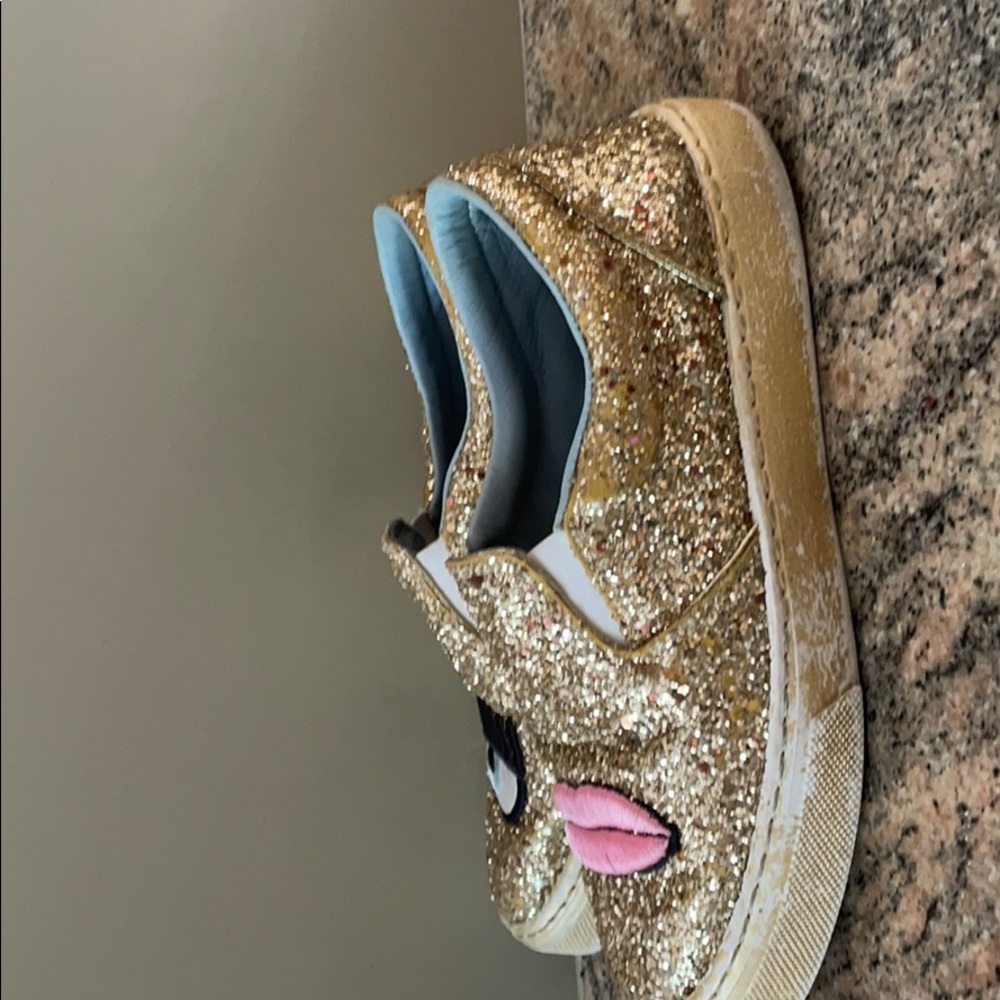 Chiara Ferragni Gold Glitter Eye Lips Shoes - Picture 6 of 7